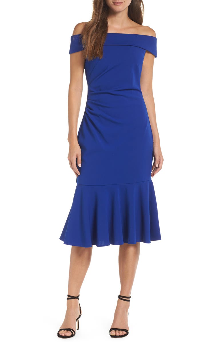 Vince Camuto Off the Shoulder Midi Dress, Main, color, 