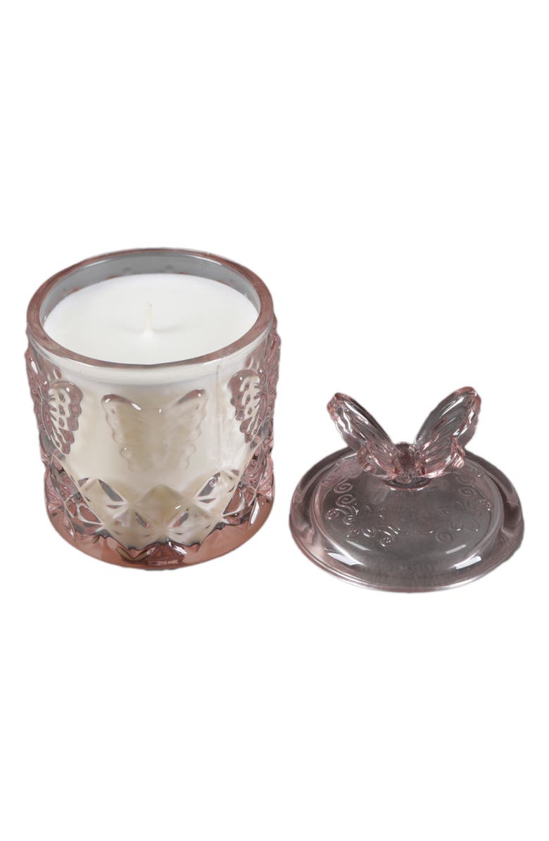 FLORA BUNDA Butterfly Pink Glass Floral Candle, Alternate, color, Pink