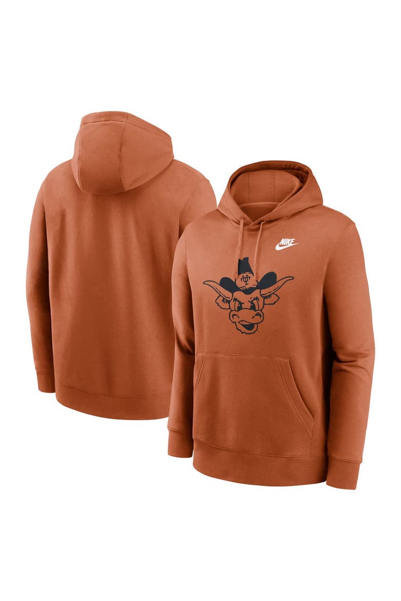 Men's Nike Texas Orange Texas Longhorns Legacy Logo Club Fleece Pullover Hoodie, Alternate, color, Burnt Orange