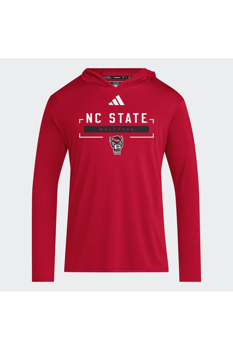 Men's adidas Red NC State Wolfpack D4T Long Sleeve Hooded T-Shirt, Main, color, Red