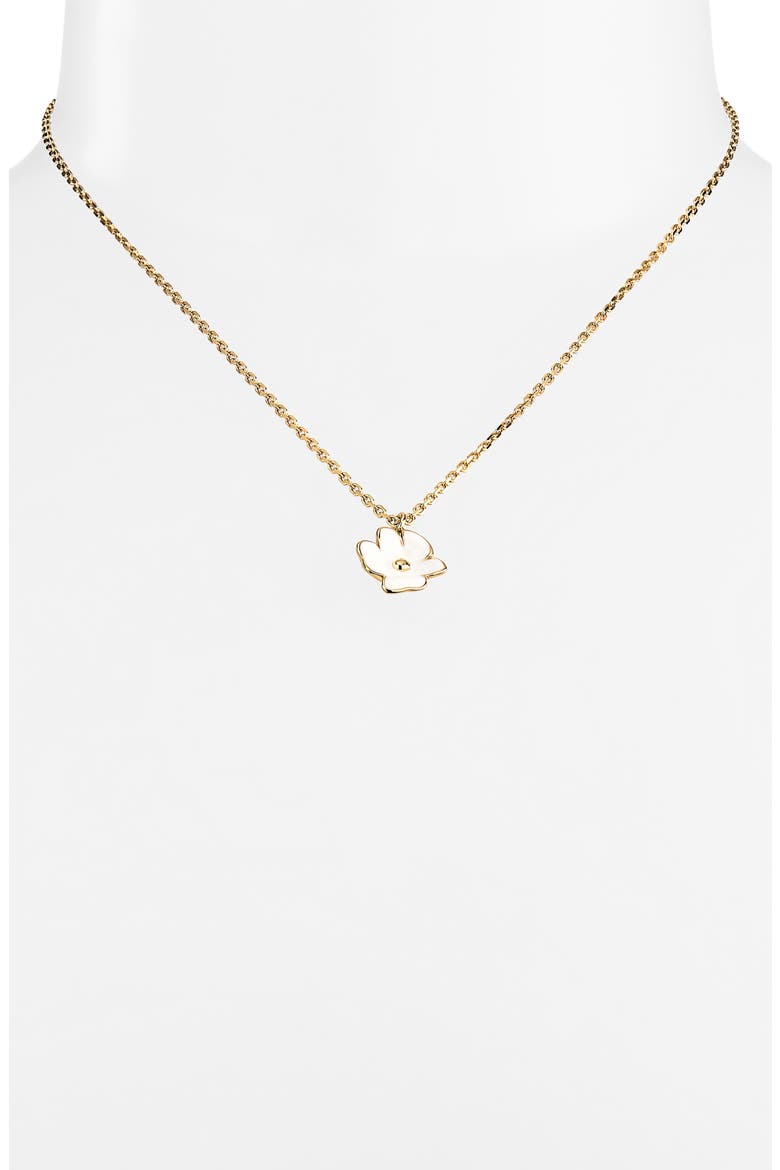 golden bloom flower pendant necklace, Alternate, color, WHITE