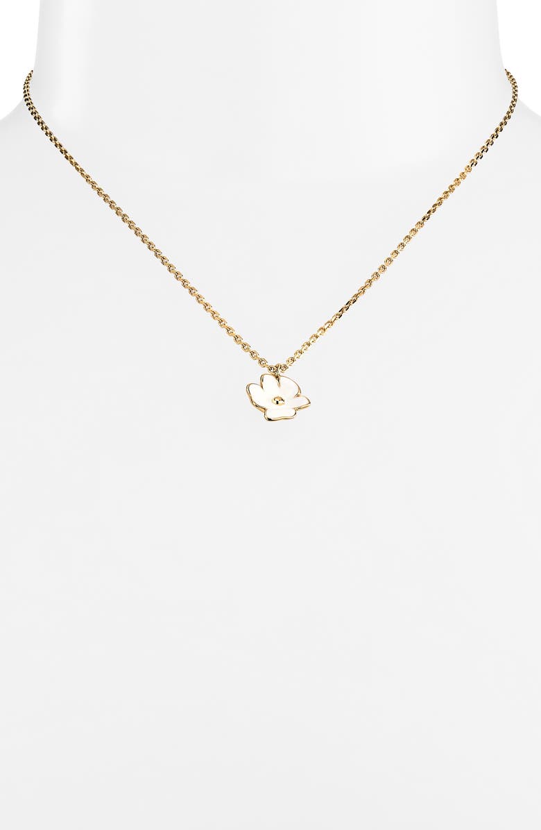 Kate Spade New York golden bloom flower pendant necklace, Alternate, color, White