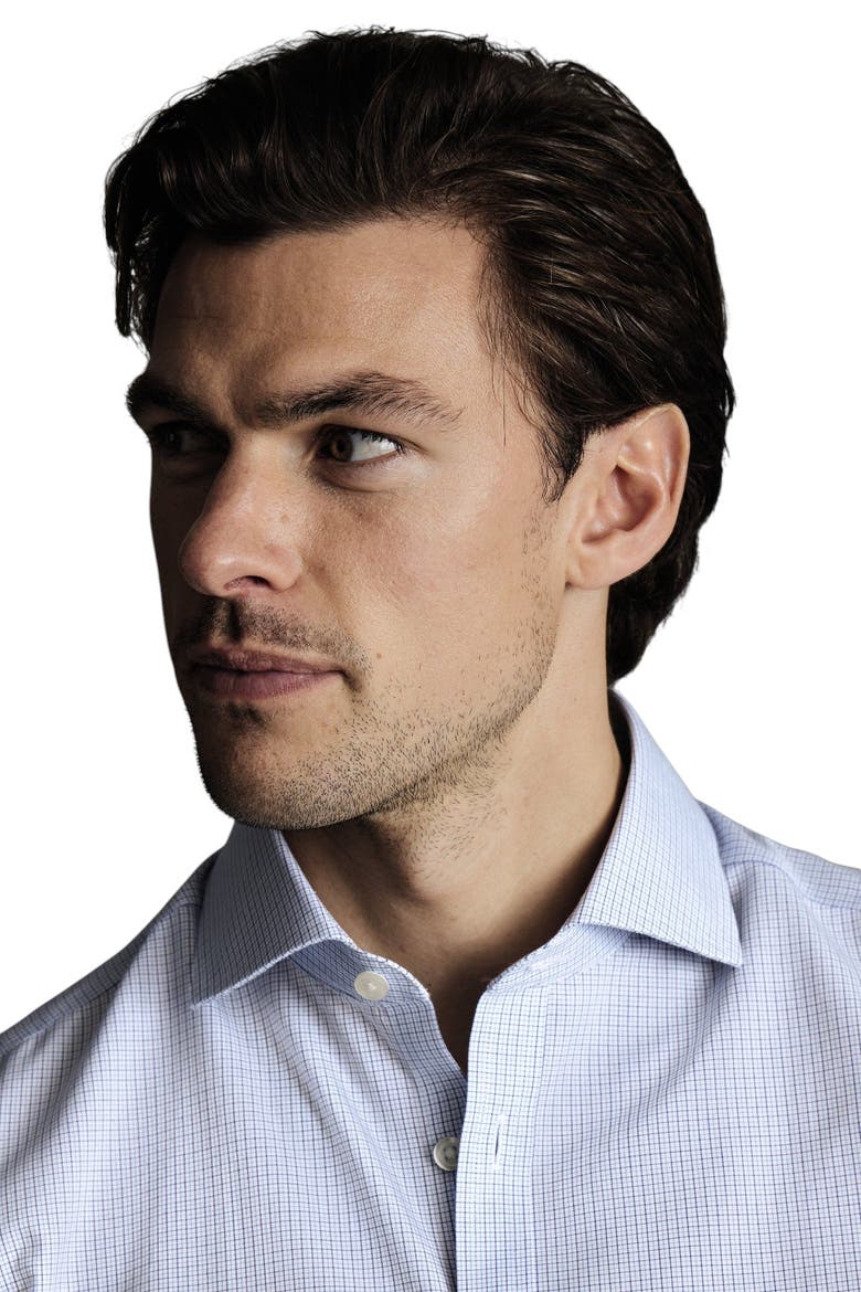 Non-Iron Poplin Check Shirt, Alternate, color, Cobalt Blue