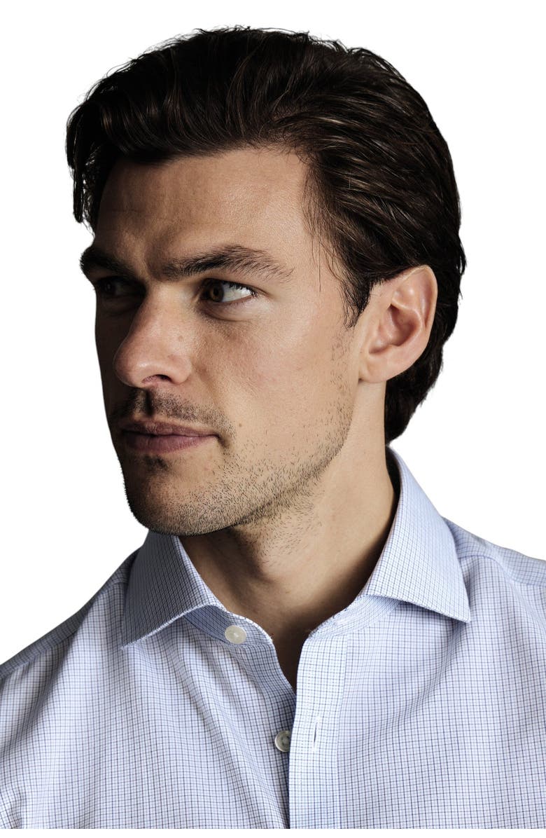 Charles Tyrwhitt Non-Iron Poplin Check Shirt, Alternate, color, Cobalt Blue