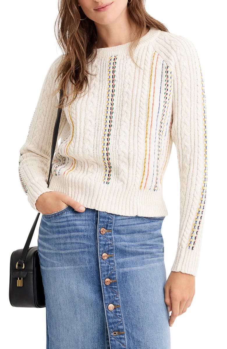 J.Crew The Reeds X J.Crew Rainbow Cable Knit Sweater, Main, color, 