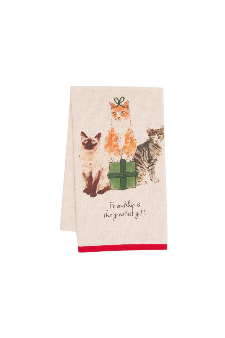 Friendship Cats Pet Lovers Towel, Main, color, Beige