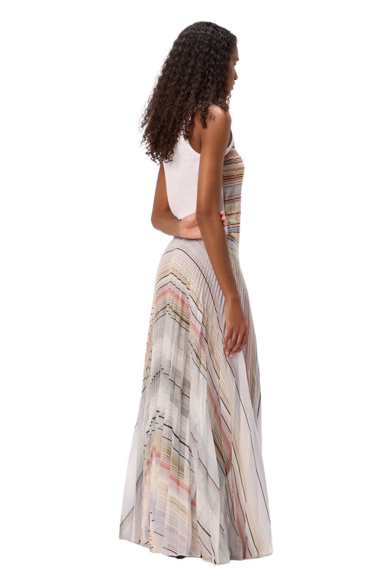 Striped Pleated Wrap Skirt, Alternate, color, White