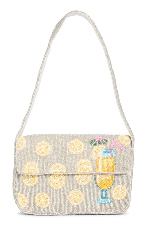 Lemonade Beaded Baguette Shoulder Bag