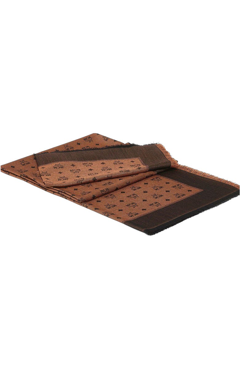 MCM Monogram Shawl in Wool-Silk Jacquard, Alternate, color, Mars Gold
