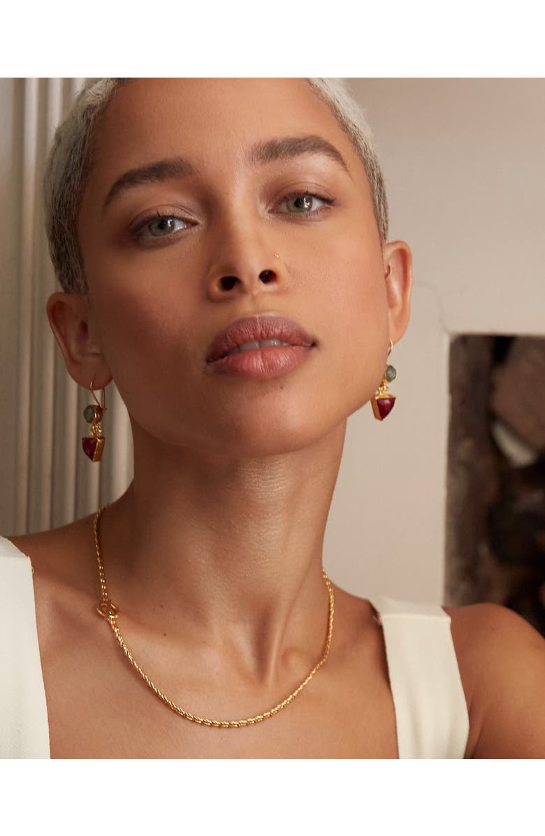 Ottoman Hands Hydra Drop Earrings, Alternate, color, Brass