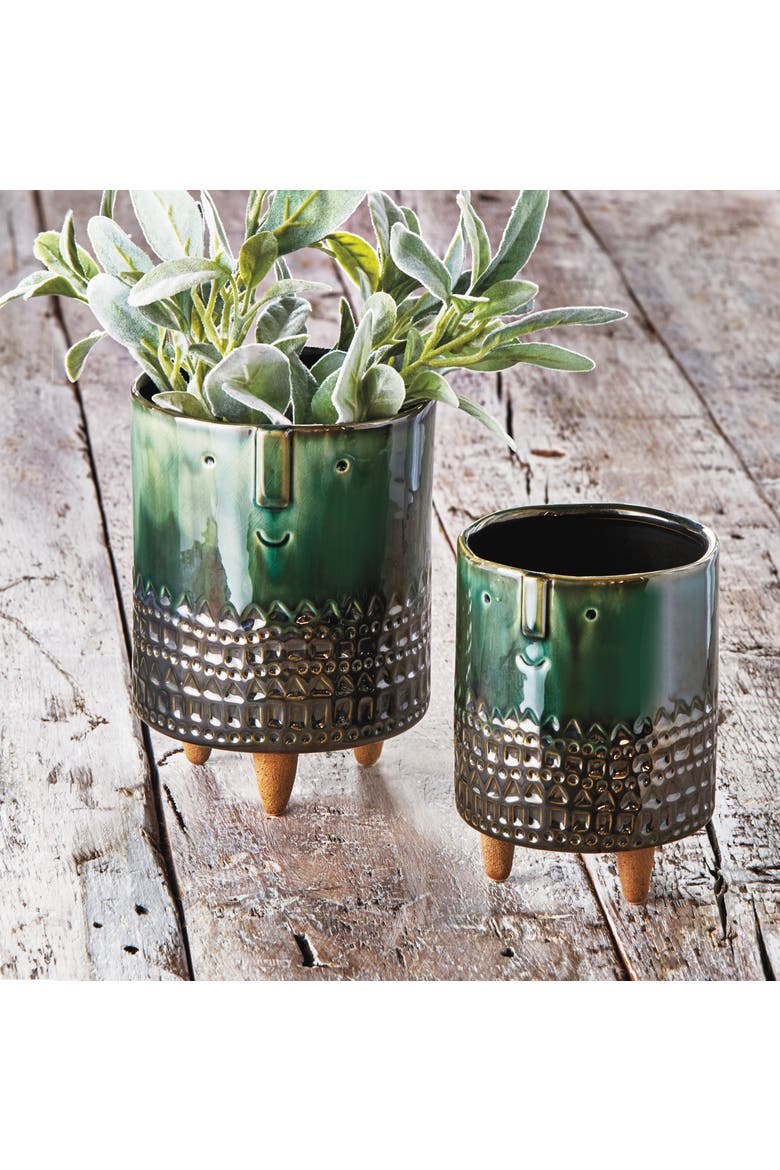 Companero Large Emerald Green Ceramic Planter Pot Garden, Alternate, color, Green