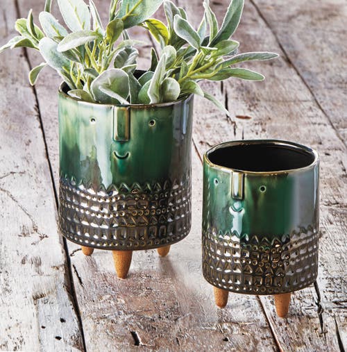 Tag Companero Large Emerald Green Ceramic Planter Pot Garden In Green