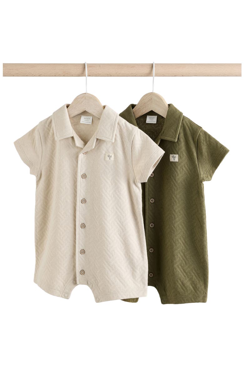 Two-Pack Textured Rompers, Main, color, GREEN