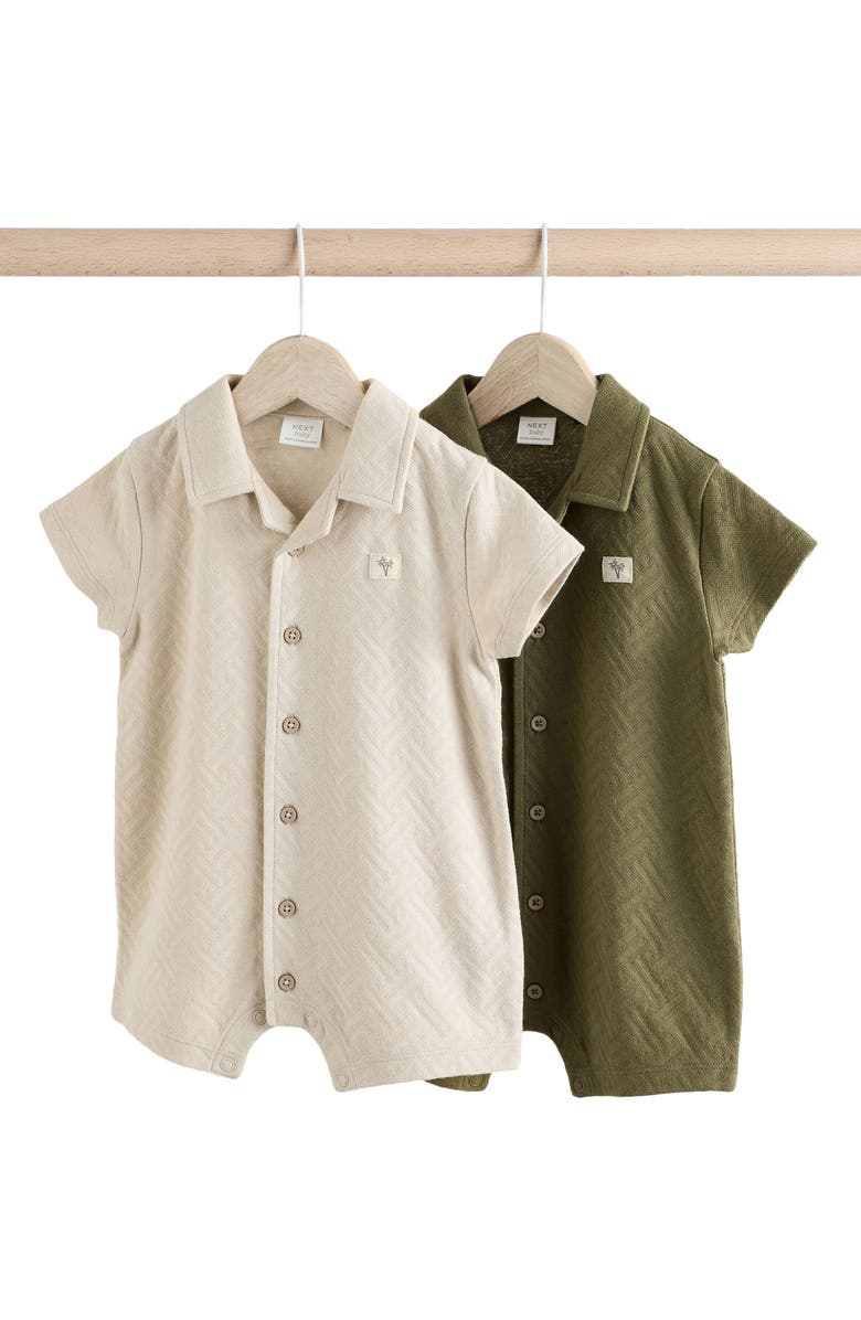 NEXT Two-Pack Textured Rompers, Main, color, Green