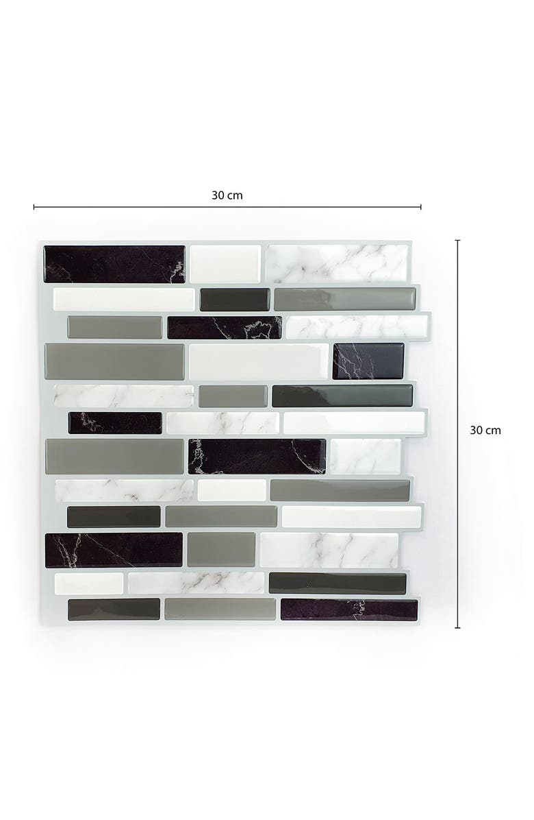 WALPLUS Light and Dark Marble Glossy 3D Metro Sticker Tiles Premium Wall Splashbacks Mosaics, Alternate, color, 