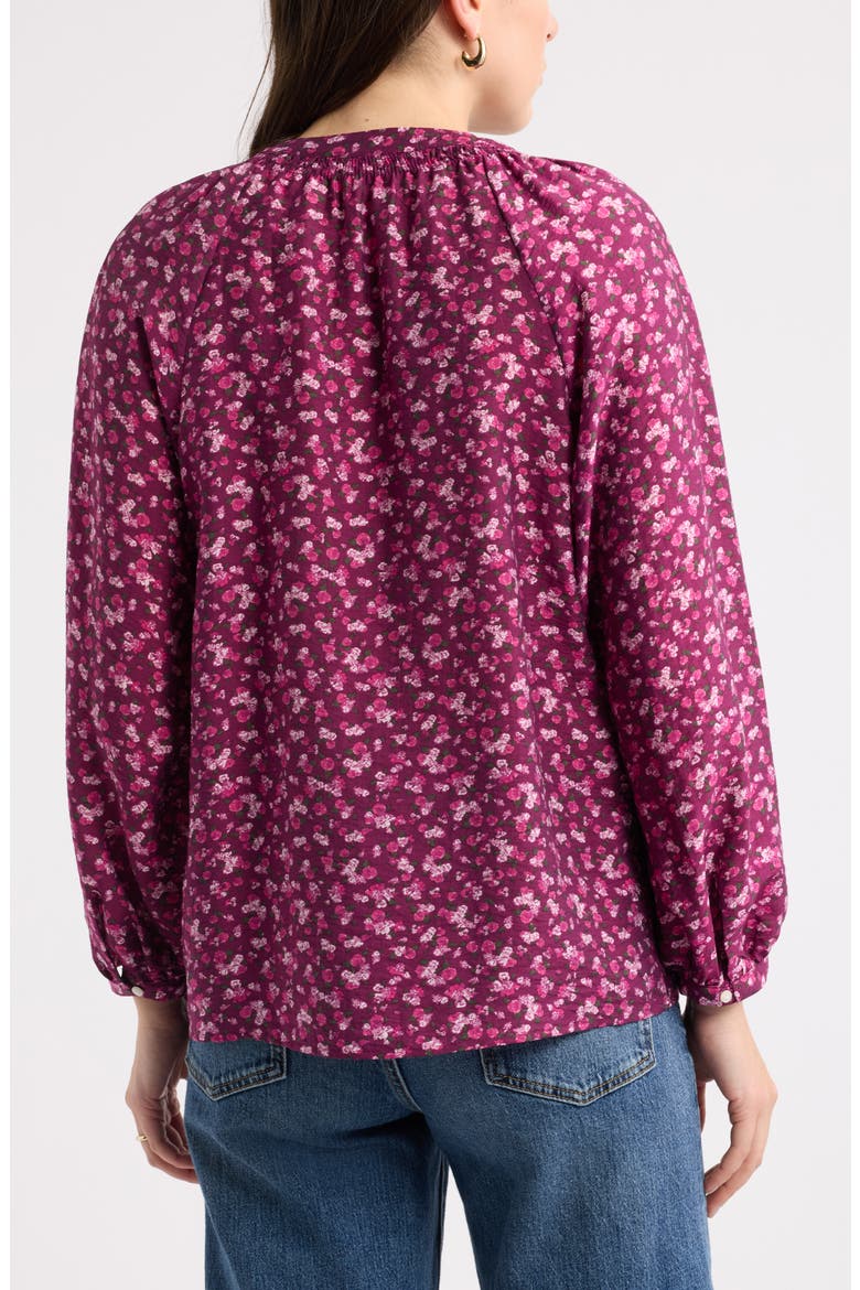 Gathered Popover Shirt, Alternate, color, PURPLE- PINK GARDEN DITSY