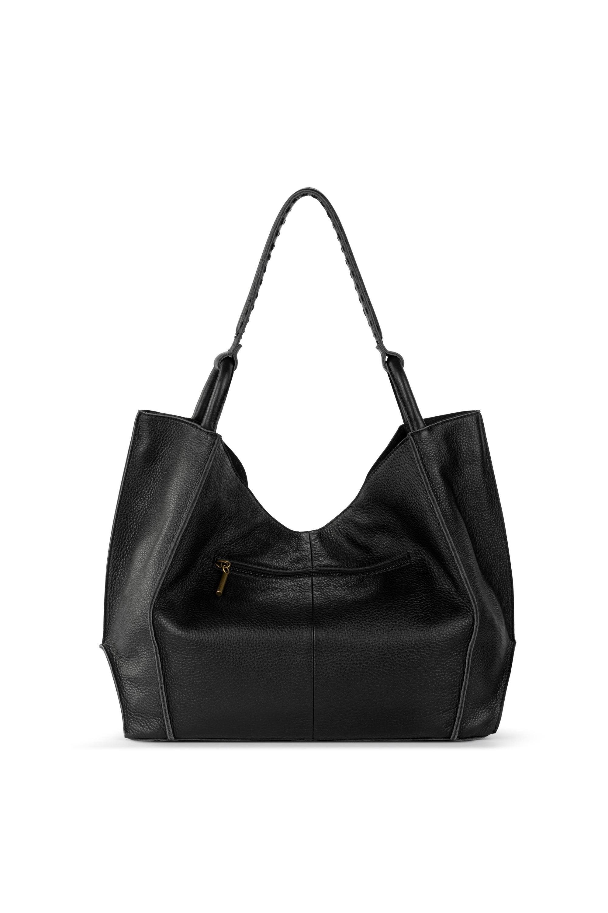 The Sak Los Feliz Large Tote Leather Bag, Alternate, color, Black Pebble