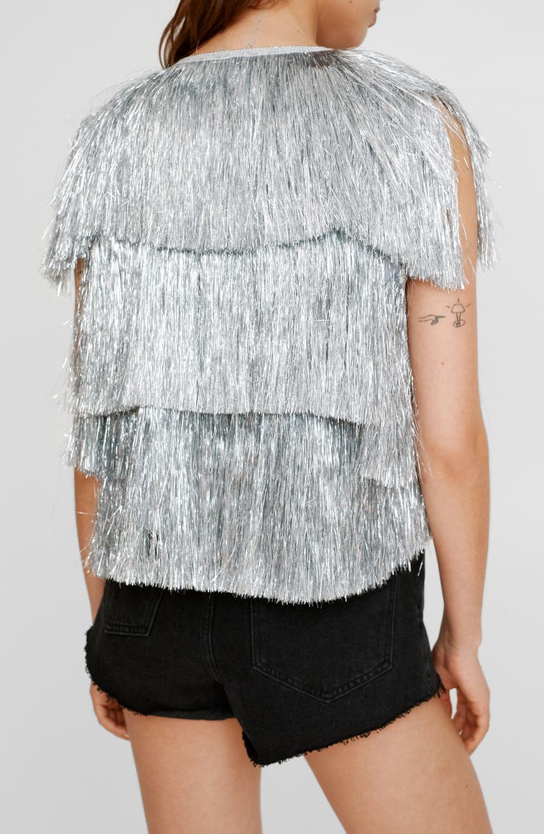 NASTY GAL Tiered Metallic Tinsel Jacket, Alternate, color, 