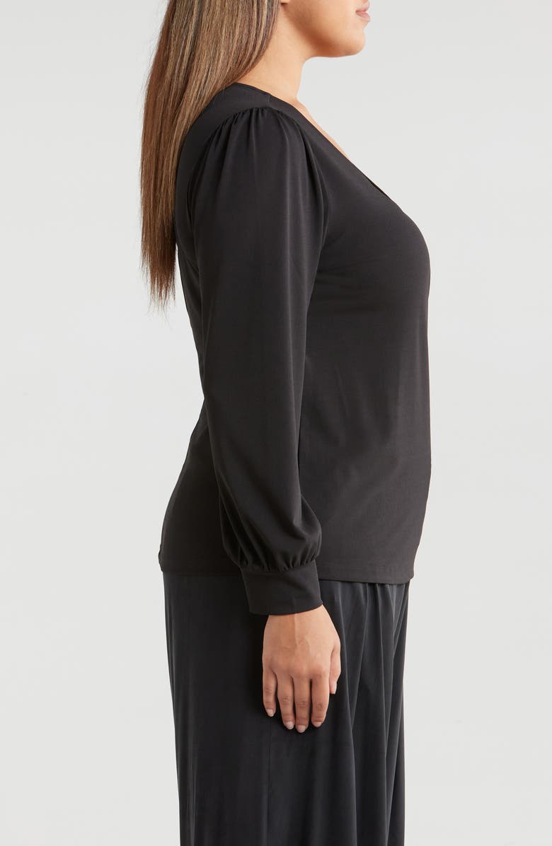 Universal Standard Balloon Sleeve Faux Wrap Crepe Jersey Top, Alternate, color, 