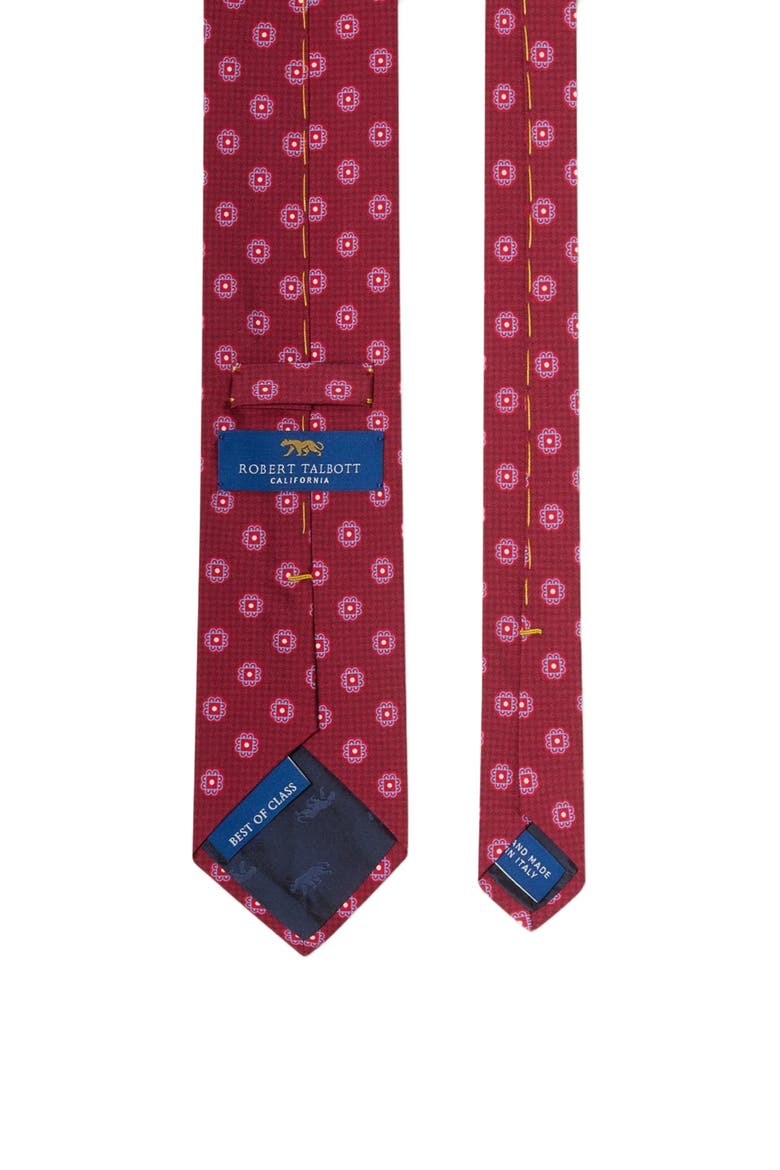 Robert Printed Silk Flower Necktie, Alternate, color, RED