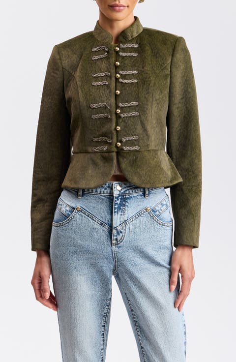 Mandarin Collar Peplum Jacket