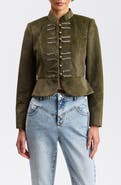 Avec Les Filles Mandarin Collar Peplum Jacket