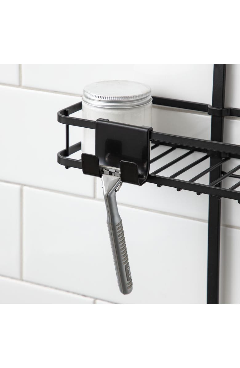 iDesign Hanging Shower Caddy with Accessory Hooks - Matte Black, Alternate, color, Matte Black