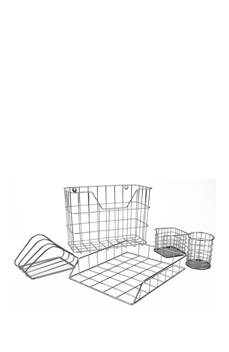 SORBUS Silver Desk Organizer 5-Piece Set, Main, color, 
