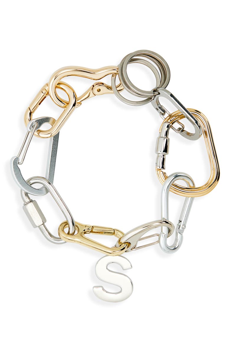 Sacai Carabiner Link Chain Bracelet, Main, color, Gold/ Silver