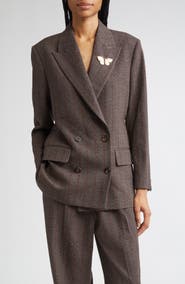 Golden Goose Journey Double Breasted Pinstripe Virgin Wool Blazer