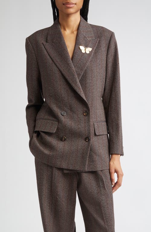 Golden Goose Journey Double Breasted Pinstripe Virgin Wool Blazer In Brown