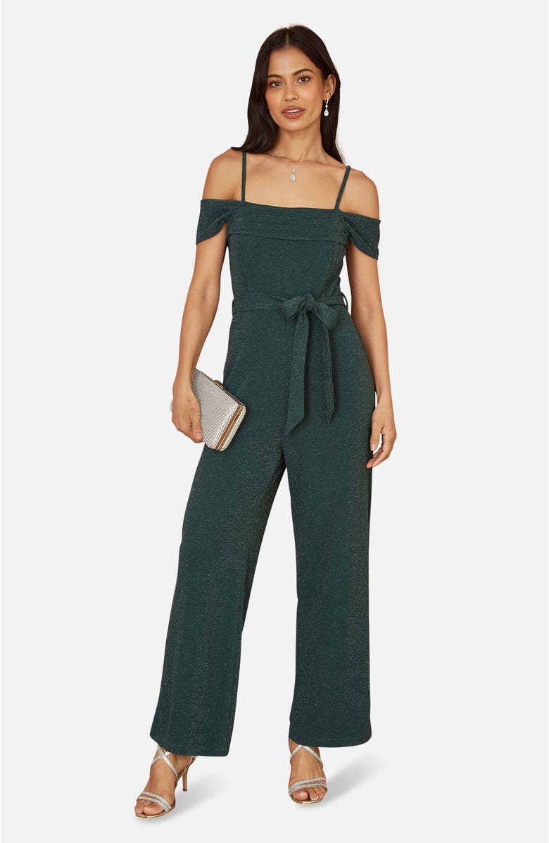 Yumi Sparkle Stretch Bardot Jumpsuit, Main, color,
