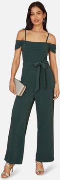 Yumi Sparkle Stretch Bardot Jumpsuit