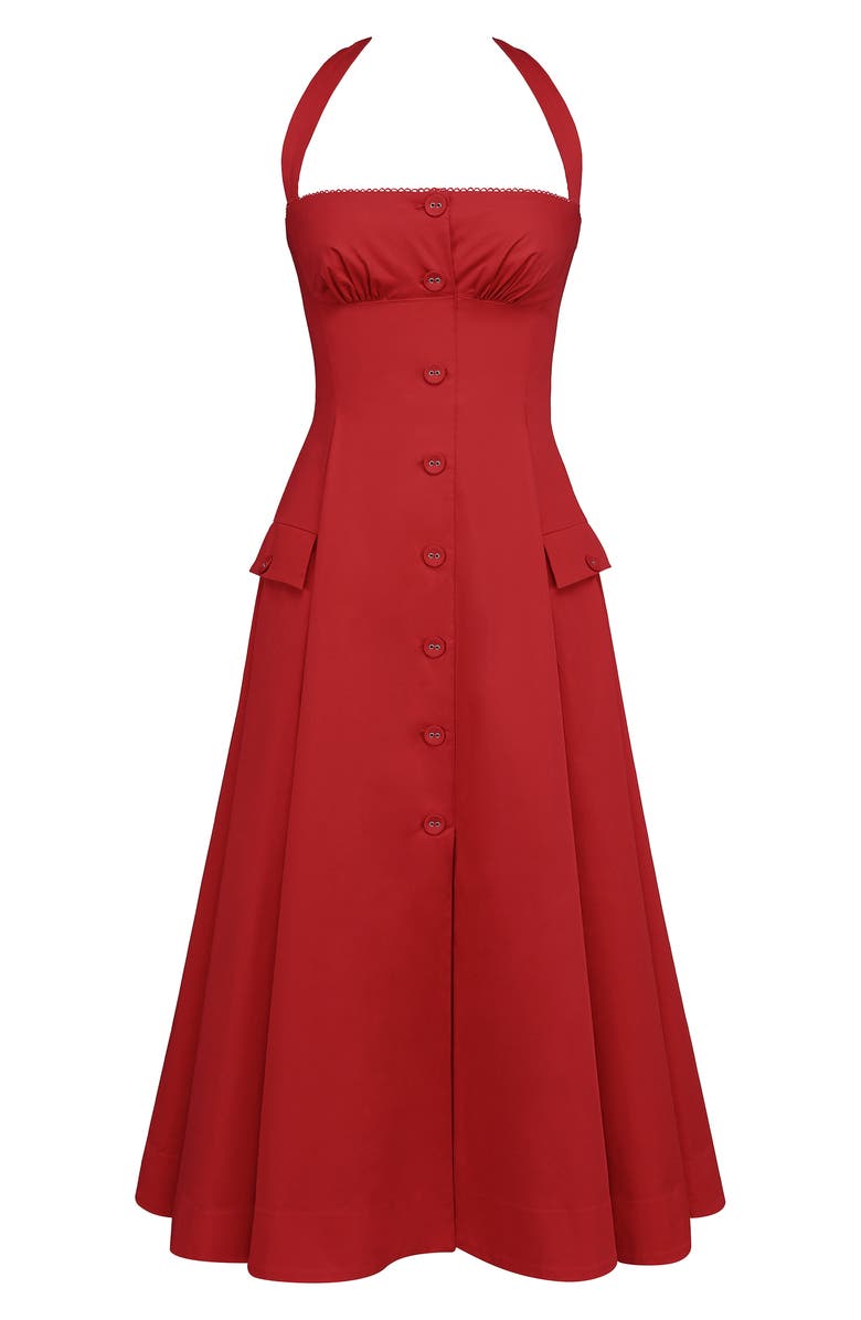 HOUSE OF CB Claudia Halter Midi Dress, Alternate, color, Racing Red