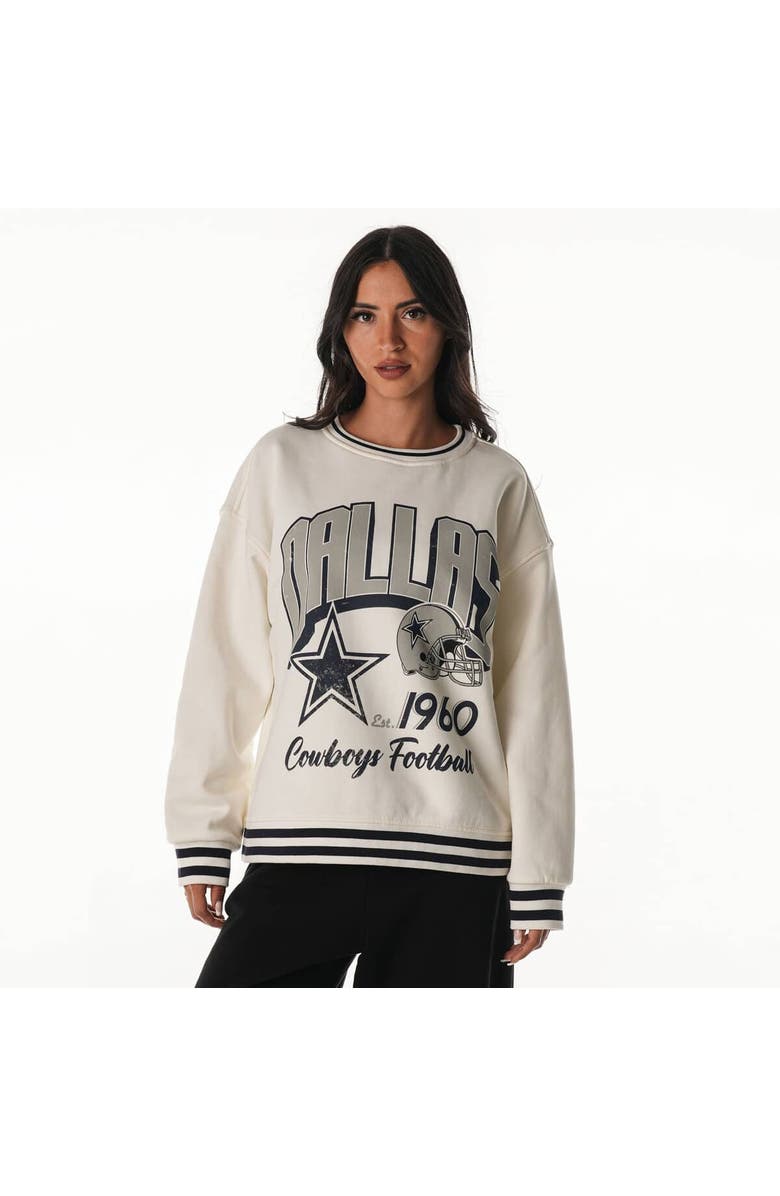 THE WILD COLLECTIVE Women
s The Wild Collective Cream Dallas Cowboys Oversized Vintage French Terry Sweatshirt, Main, color, Cream