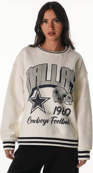 THE WILD COLLECTIVE Women's The Wild Collective Cream Dallas Cowboys Oversized Vintage French Terry Sweatshirt