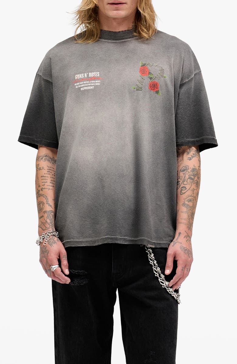 Represent G 'n' R Tour T-Shirt, Main, color, Stained Black