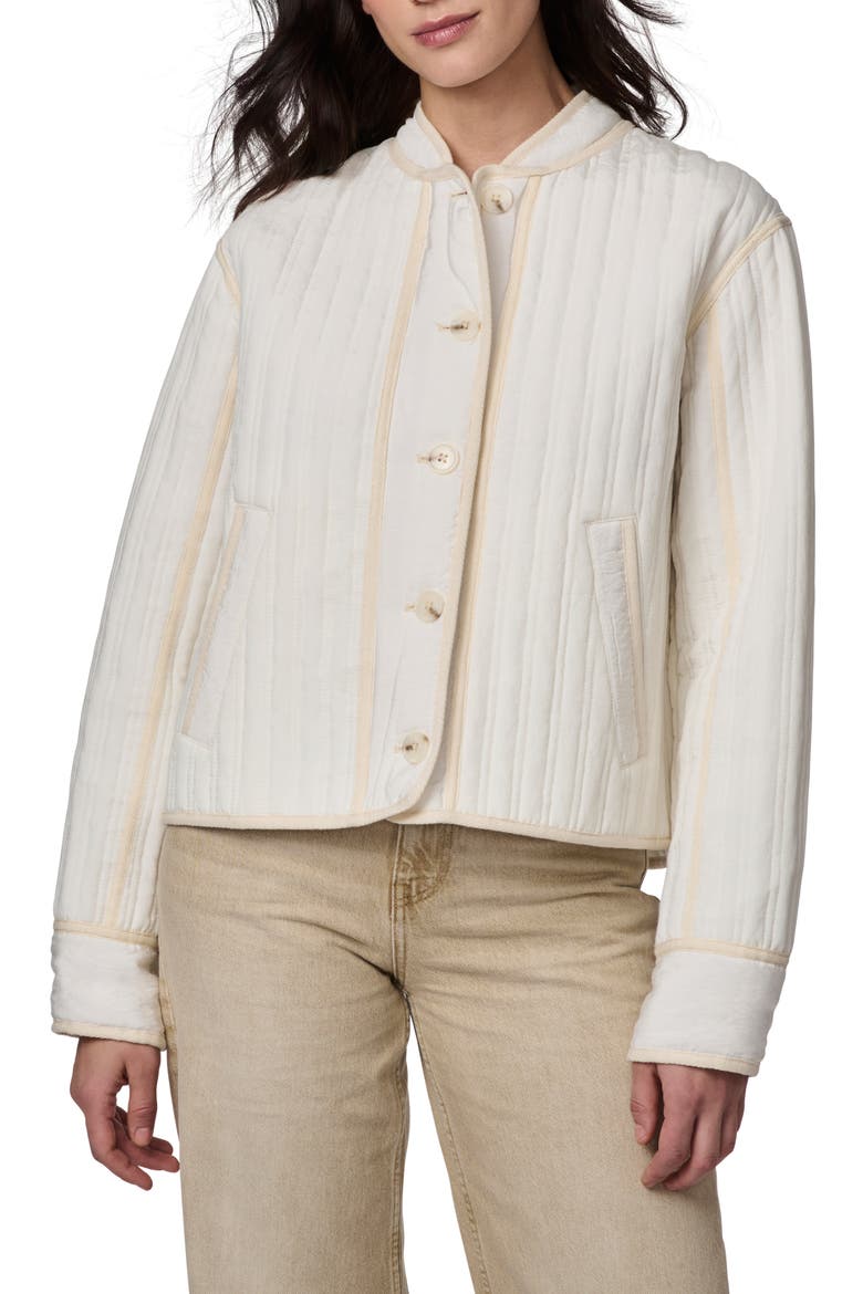 Textured Quilted Button-Up Jacket, Main, color, FRESH CREAM/ LIGHT BEIGE
