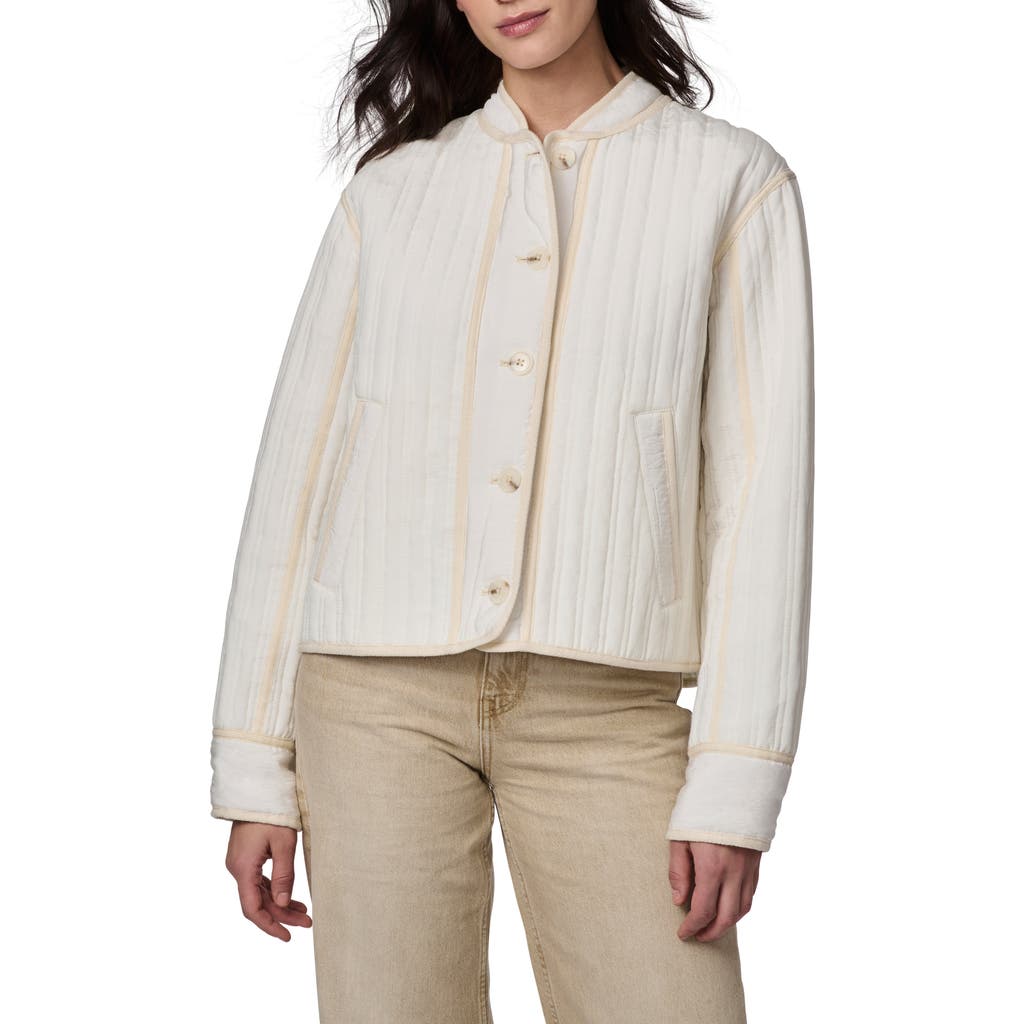 Shop Bernardo Textured Quilted Button-up Jacket In Fresh Cream/light Beige