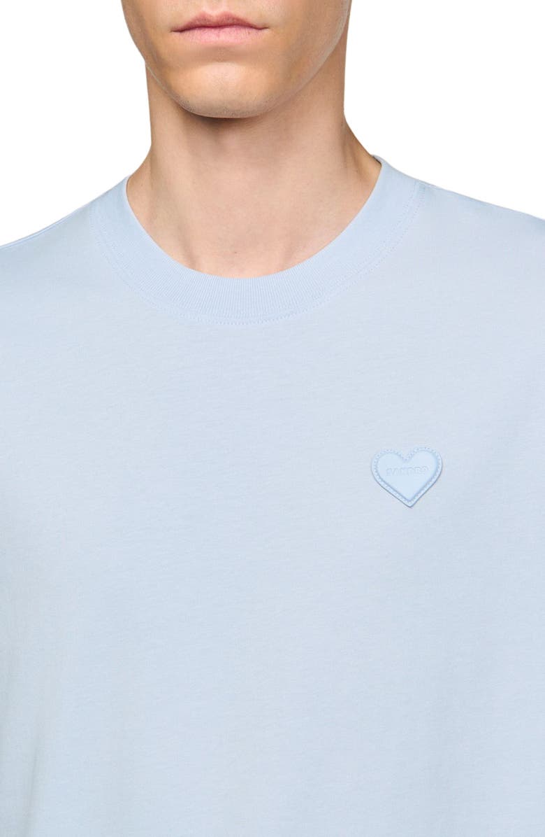 SANDRO T-shirt with heart patch, Alternate, color, Sky Blue