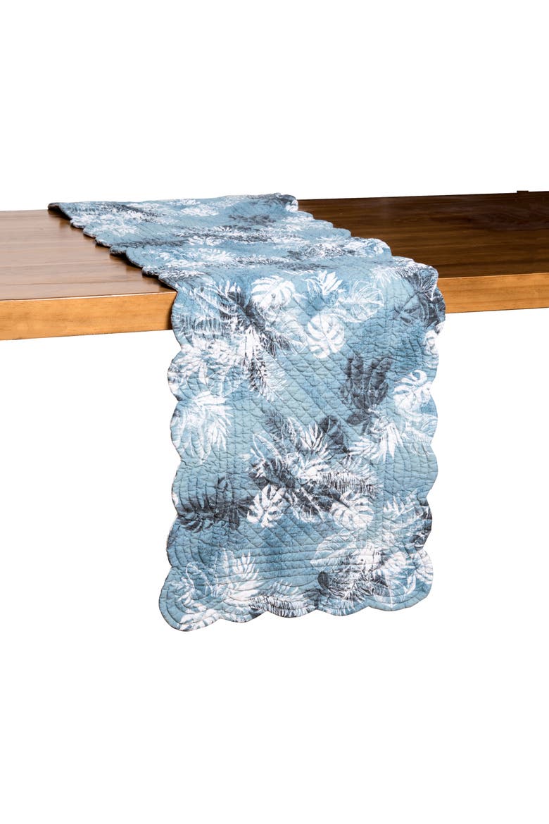 Bruno Palms Table Runner, 14" x 51", Alternate, color, Blue