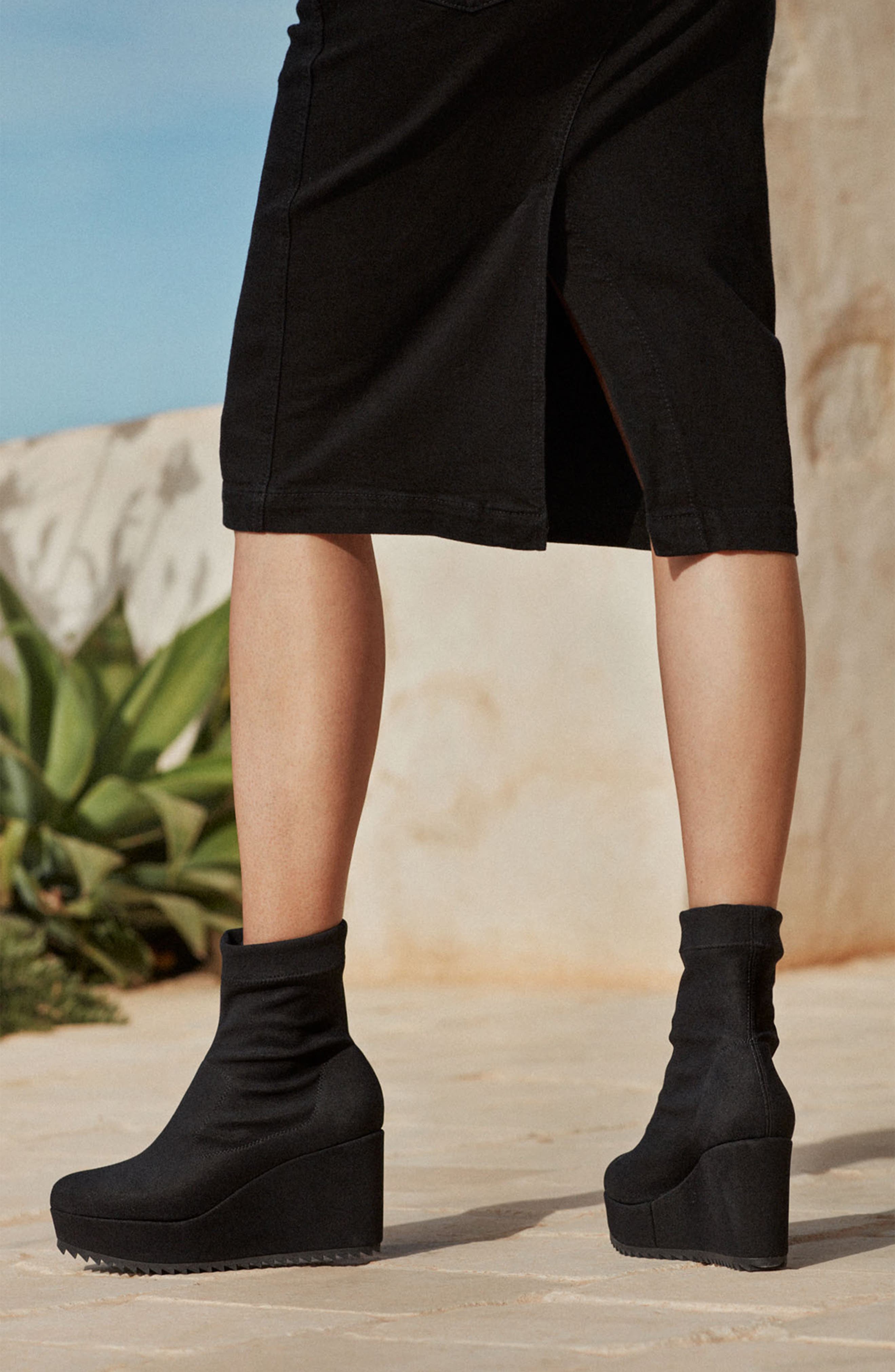 Pedro Garcia Urbana Wedge Bootie, Alternate, color, Black 2-Way Stretch