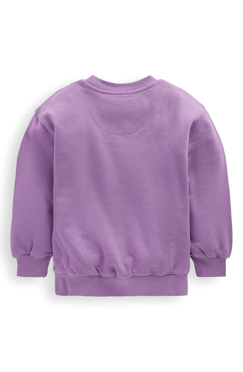 Mini Boden Kids' Apple Appliqué Cotton Graphic Sweatshirt, Alternate, color, Aster Purple Apple