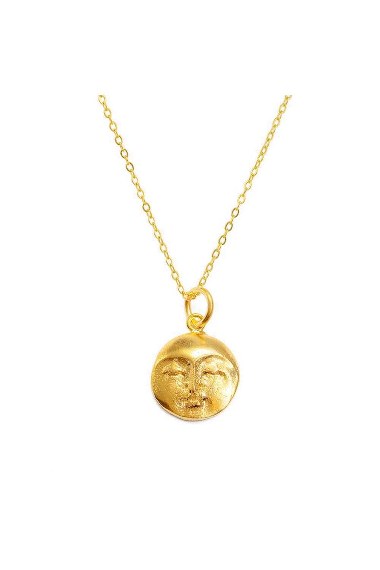 Moon Face Pendant Necklace, Main, color, Brass