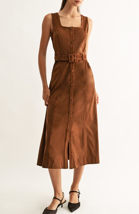 Kensley Faux Suede Midi Shirtdress