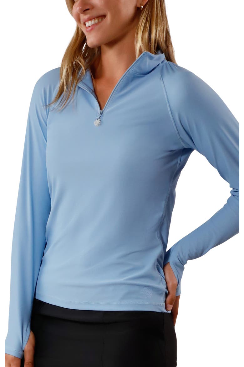 Long Sleeve Quarter Zip Sun & Swim Shirt, Main, color, Clear Sky