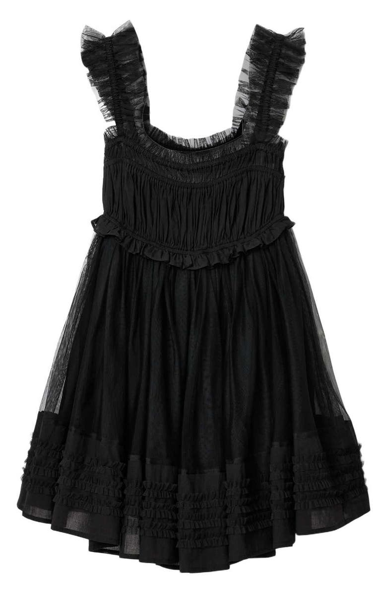 AllSaints Angela Tulle Detail Minidress, Alternate, color, Black