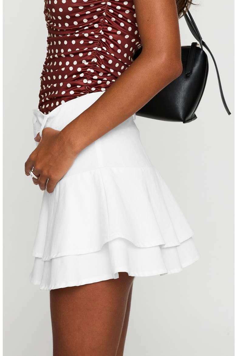 Boderek Tiered Cotton Miniskirt, Alternate, color, WHITE