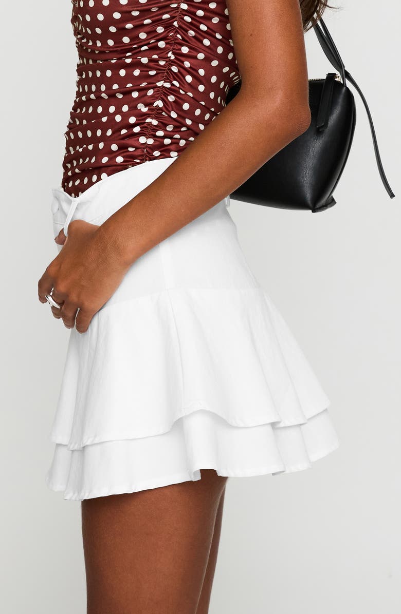 Princess Polly Boderek Tiered Cotton Miniskirt, Alternate, color, White