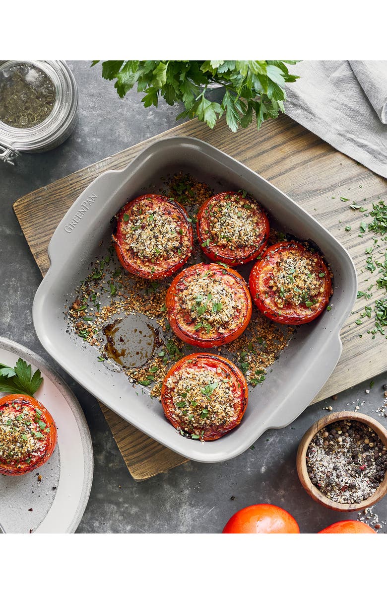 GreenPan Premiere Ovenware Nonstick Ceramic 8-Inch Square Baker, Alternate, color, Grey Tones